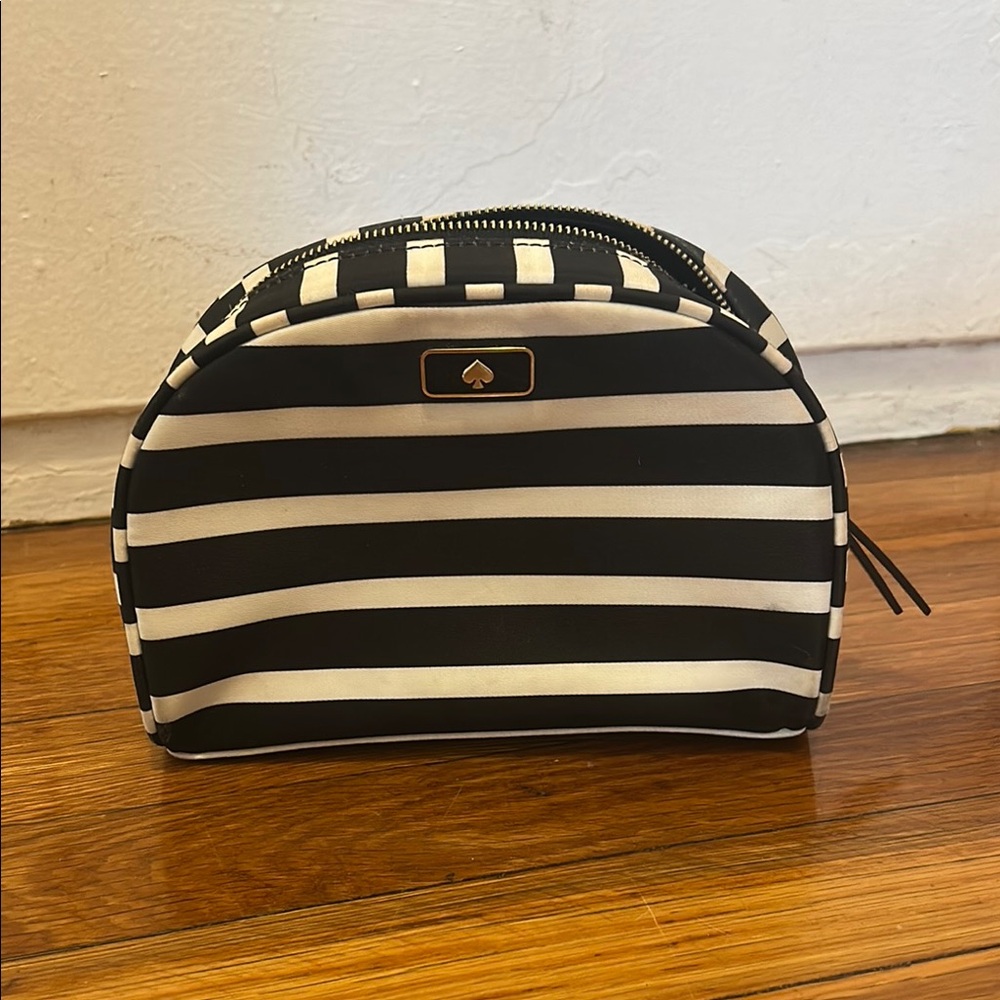 Kate Spade Black and White Striped Cosmetic Bag